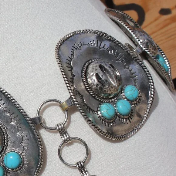 Southwest Sombrero Hat Medallion Belt - Size L/XL - Picture 11 of 13